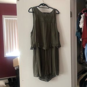 Green xxl open back romper from American Eagle